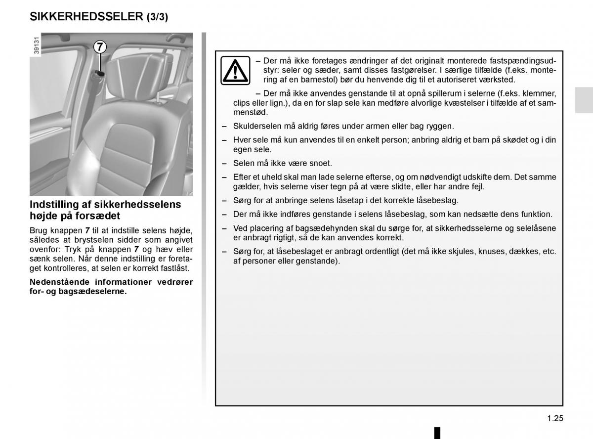 Renault Espace V 5 Bilens instruktionsbog / page 31