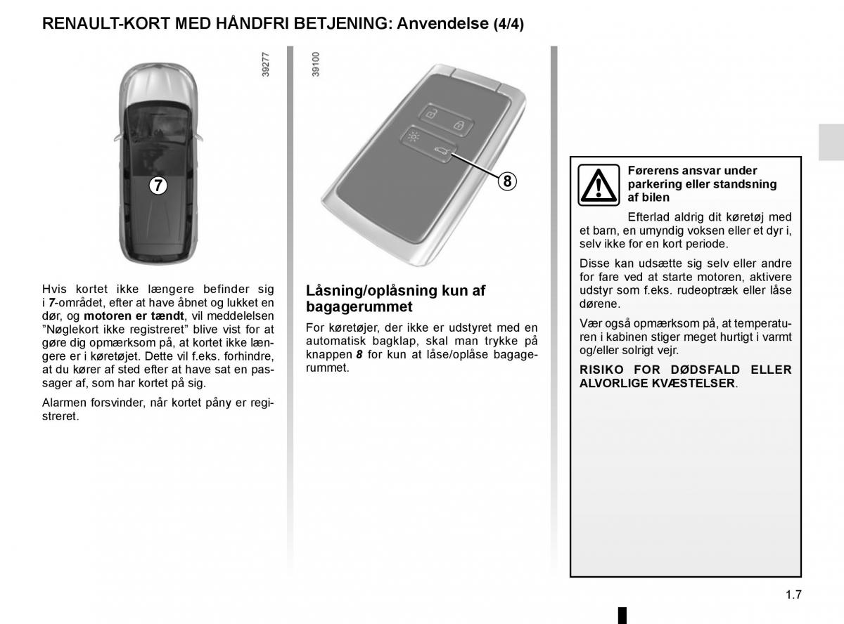 Renault Espace V 5 Bilens instruktionsbog / page 13