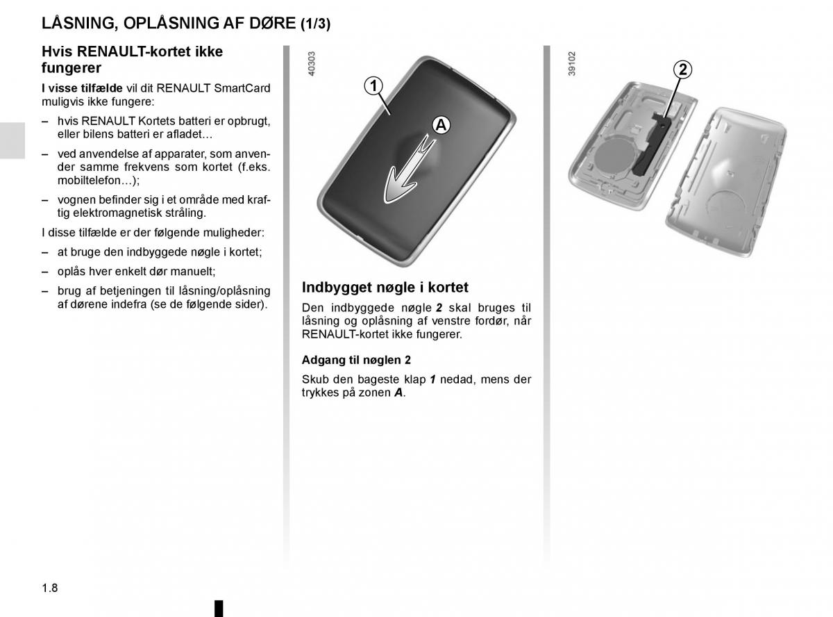 Renault Espace V 5 Bilens instruktionsbog / page 14