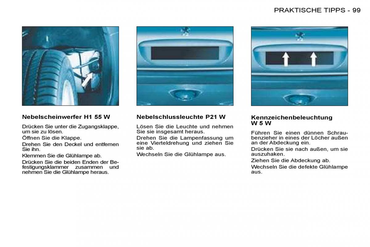 Peugeot 206 Handbuch / page 105
