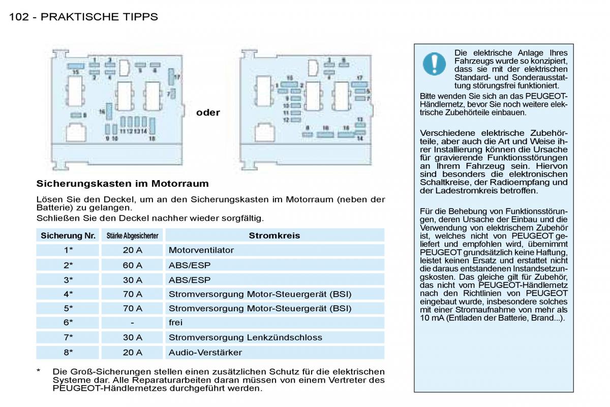 Peugeot 206 Handbuch / page 109