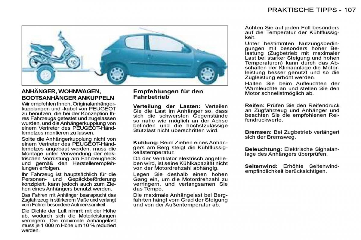 Peugeot 206 Handbuch / page 114