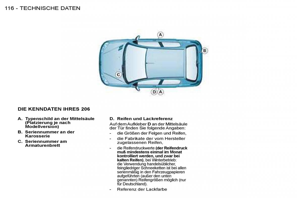 Peugeot 206 Handbuch / page 123