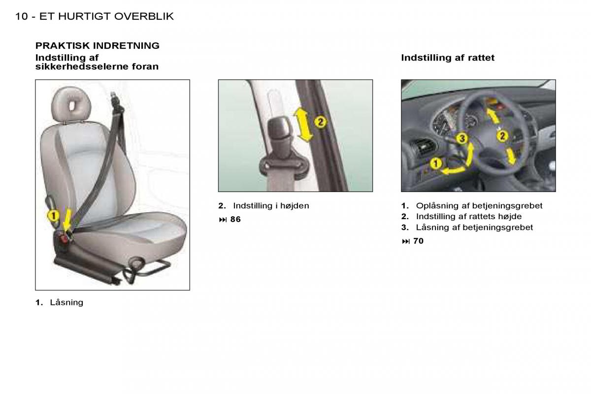 Peugeot 206 Bilens instruktionsbog / page 7