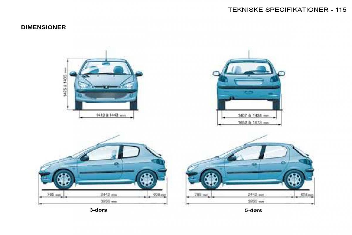 Peugeot 206 Bilens instruktionsbog / page 122