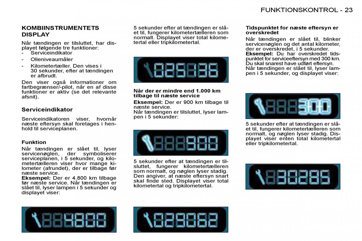 Peugeot 206 Bilens instruktionsbog / page 21