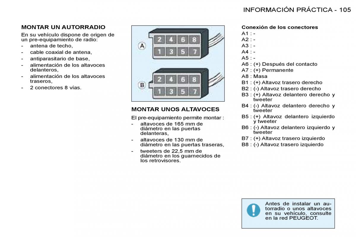 Peugeot 206 manual del propietario / page 112