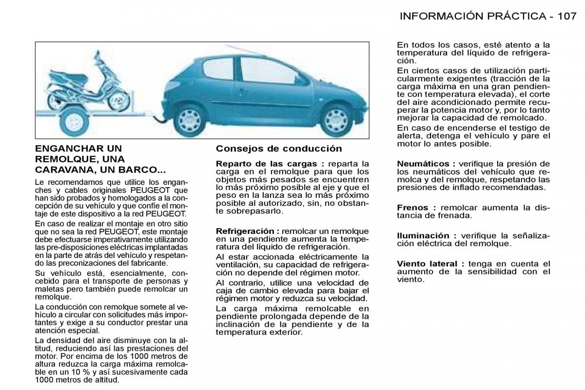 Peugeot 206 manual del propietario / page 114