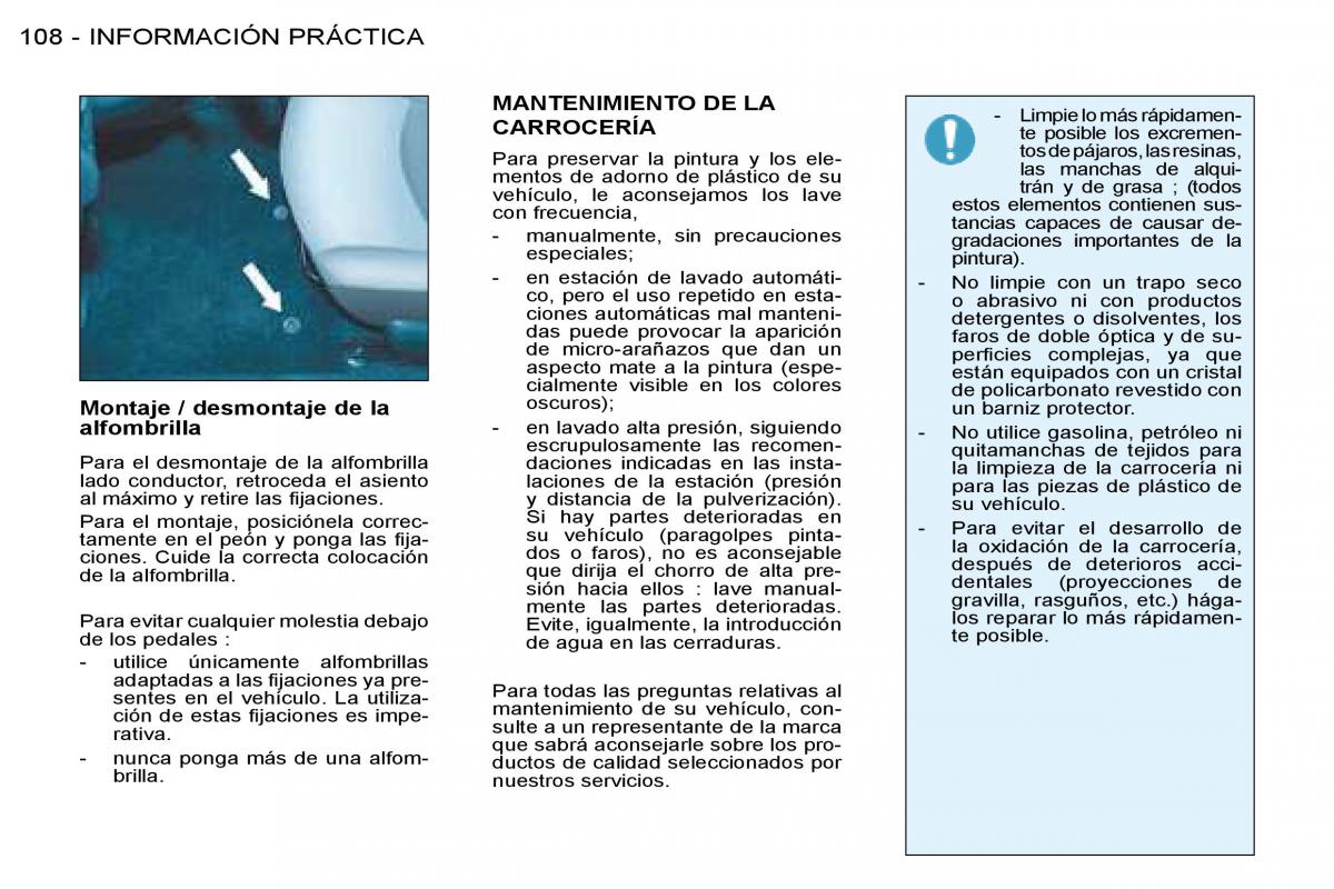 Peugeot 206 manual del propietario / page 115