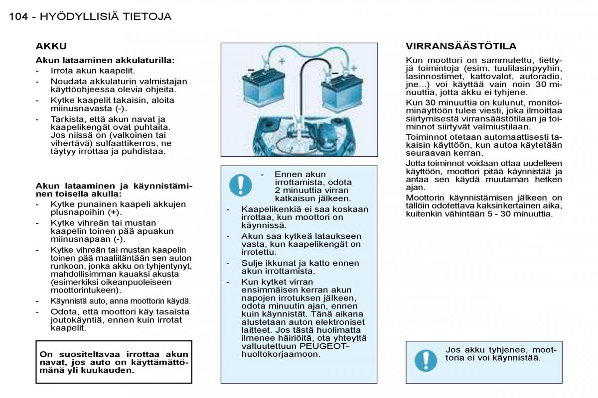 Peugeot 206 omistajan kasikirja / page 111