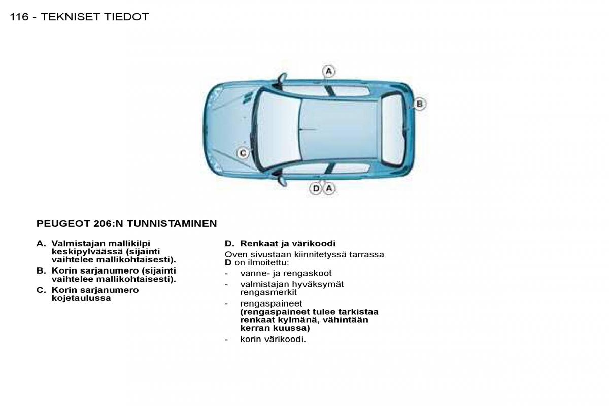Peugeot 206 omistajan kasikirja / page 123