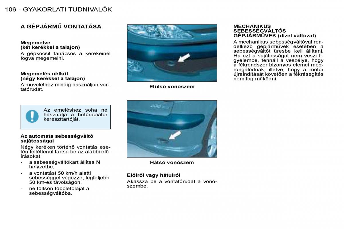 Peugeot 206 Kezelesi utmutato / page 113