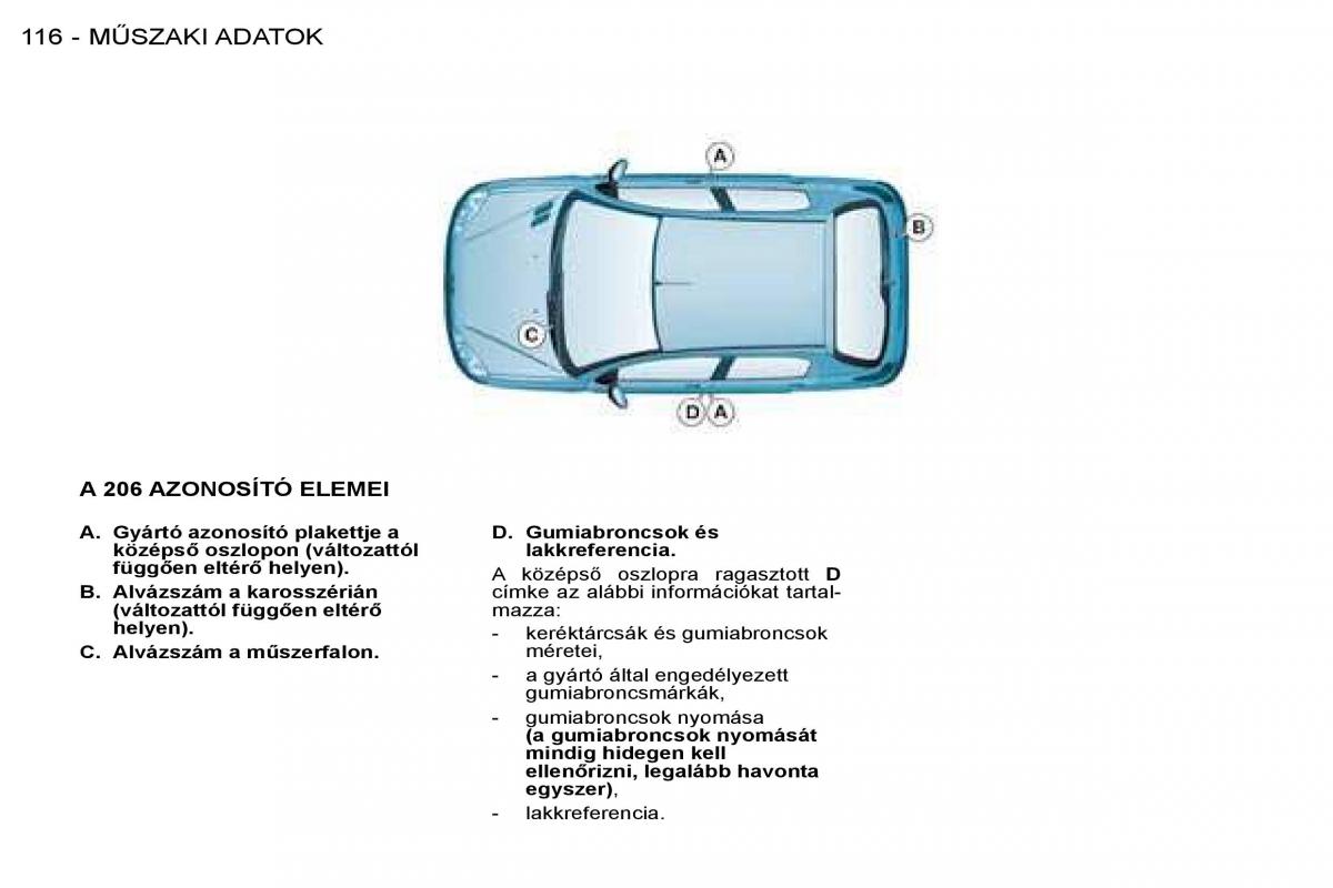 Peugeot 206 Kezelesi utmutato / page 123