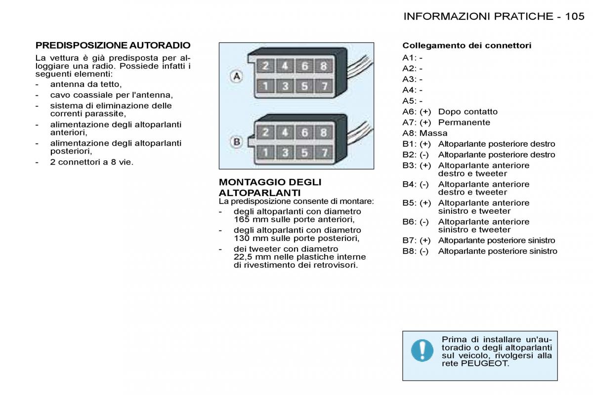Peugeot 206 manuale del proprietario / page 110