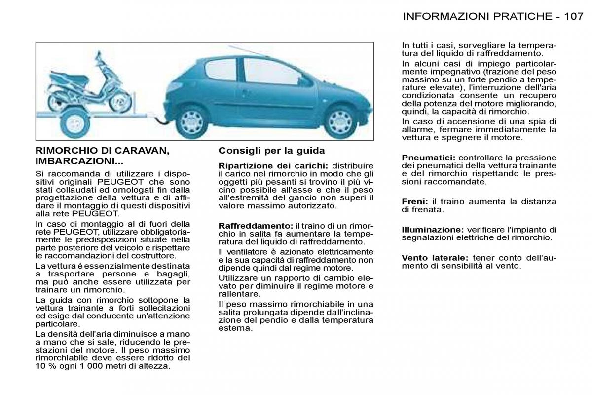 manual Peugeot 206 manuale del proprietario page 112 pdf