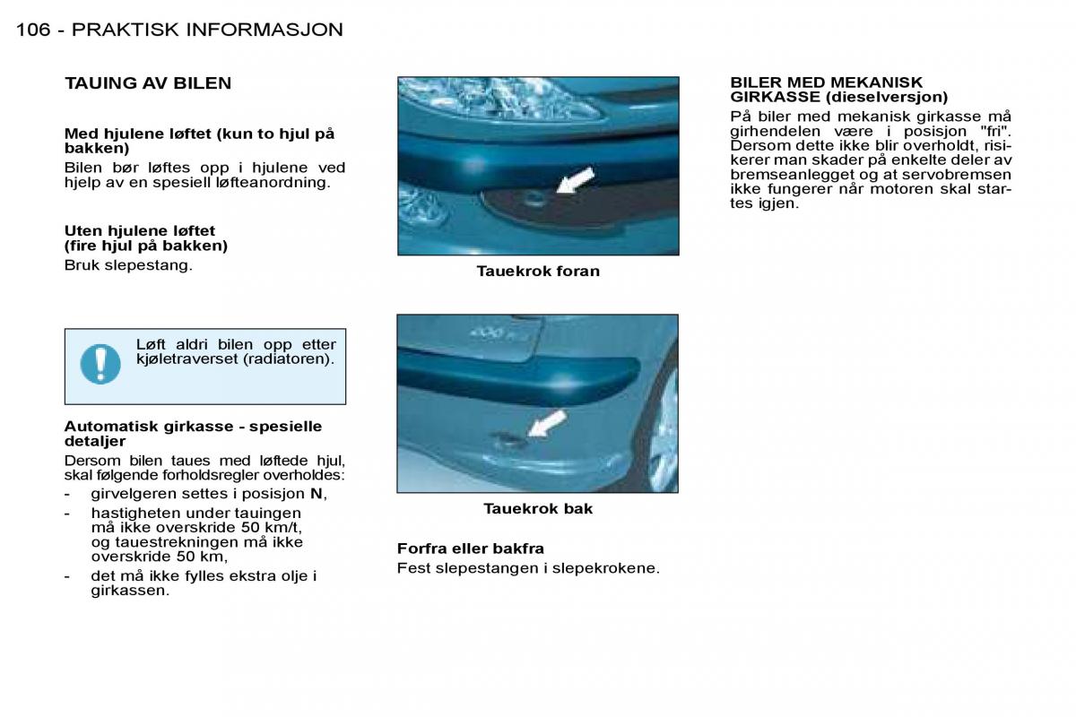 Peugeot 206 bruksanvisningen / page 113