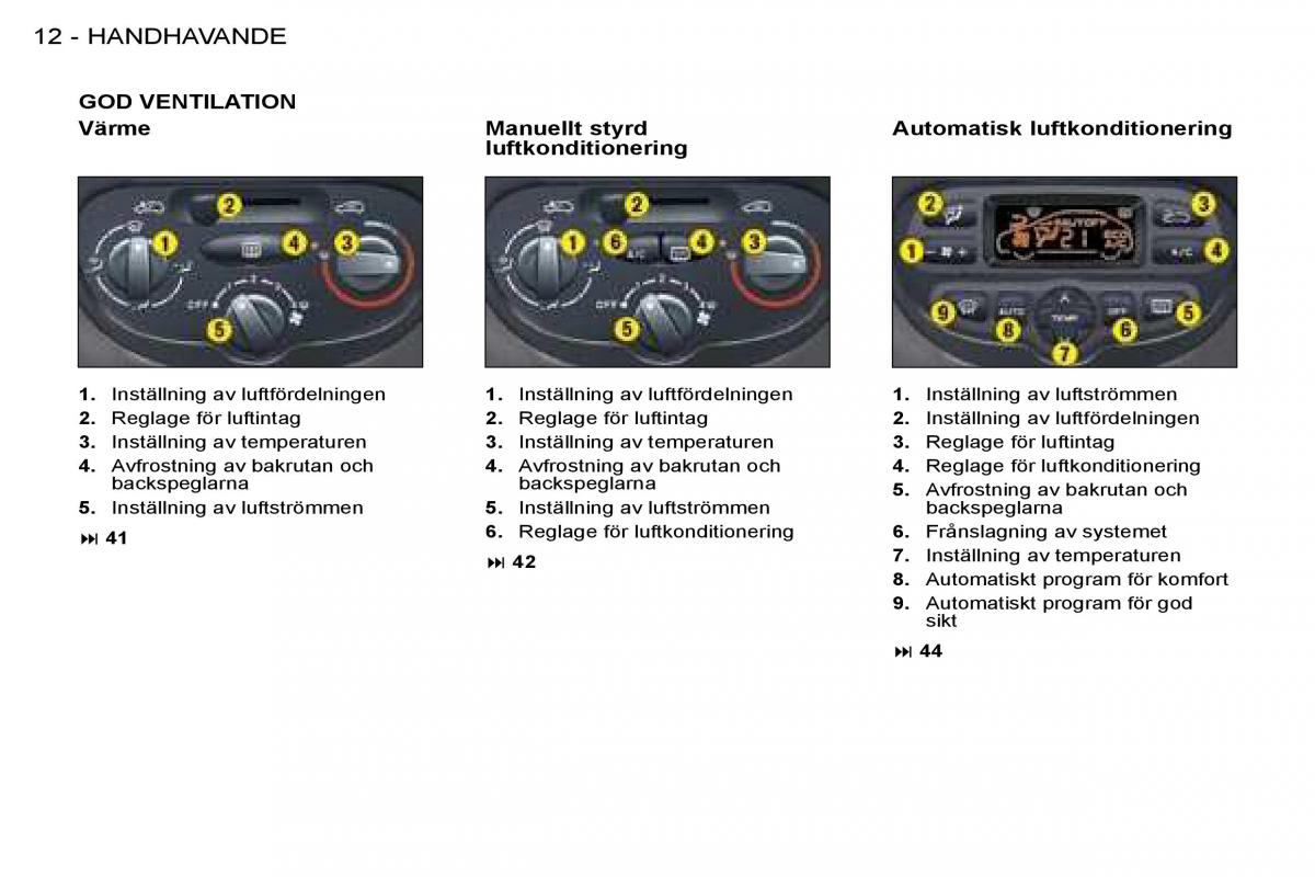 Peugeot 206 instruktionsbok / page 9