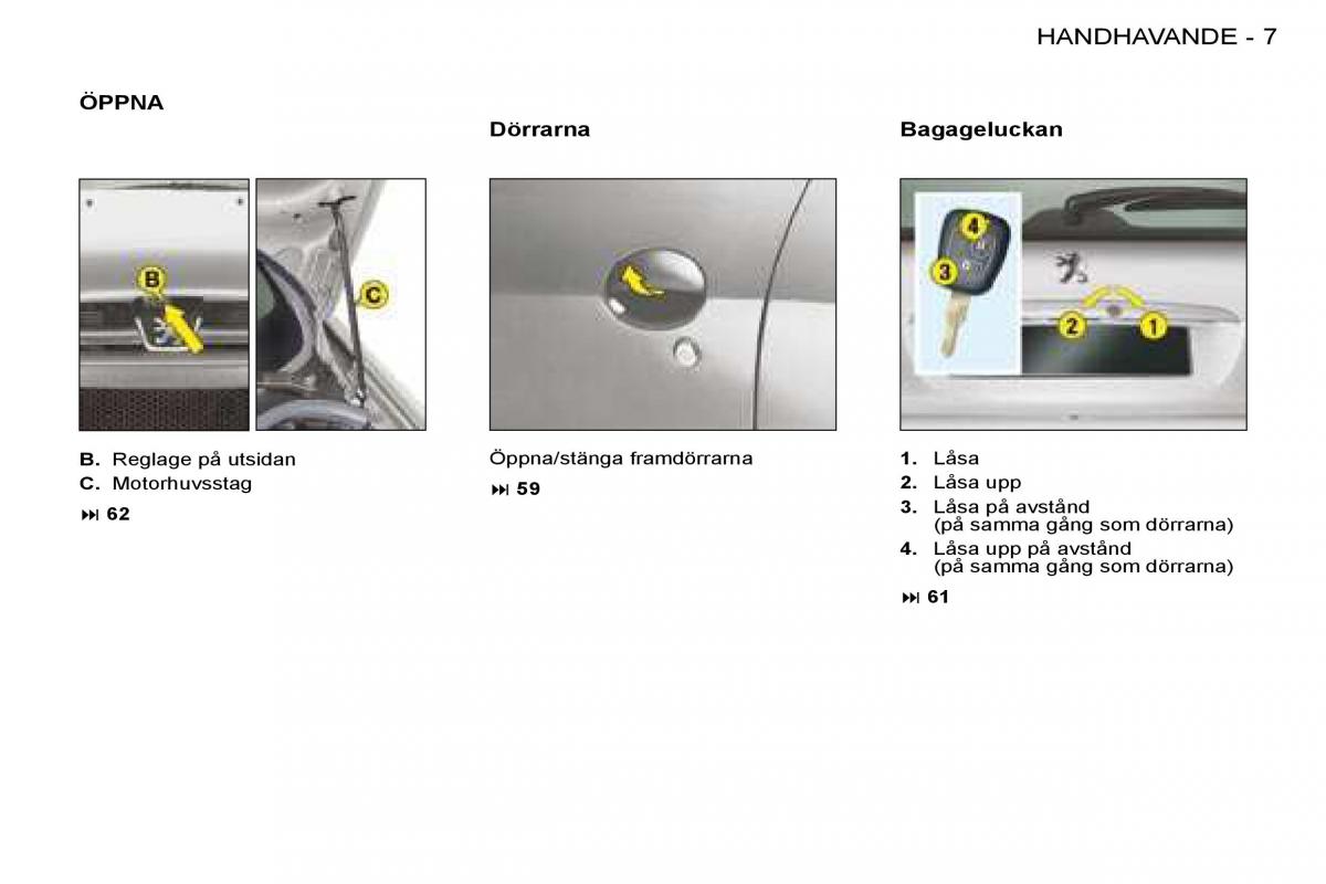 Peugeot 206 instruktionsbok / page 4
