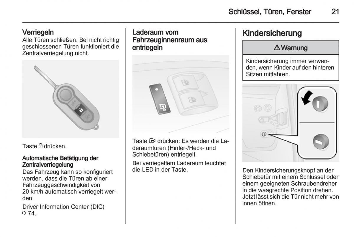 Opel Combo D Handbuch / page 23