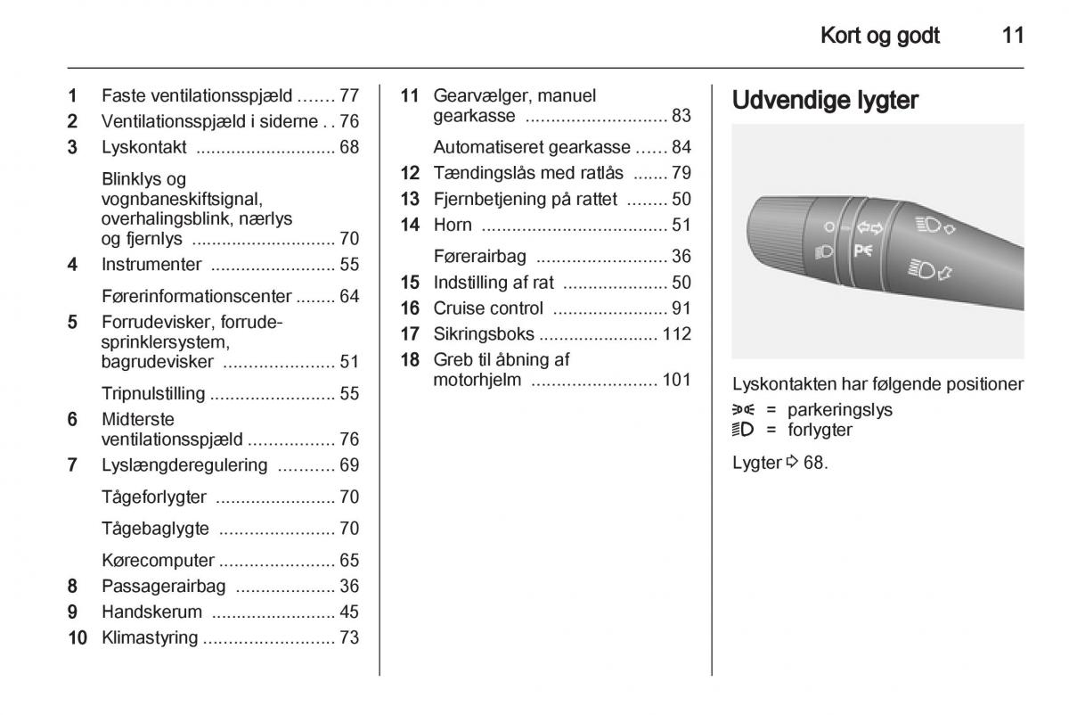 Opel Combo D Bilens instruktionsbog / page 13