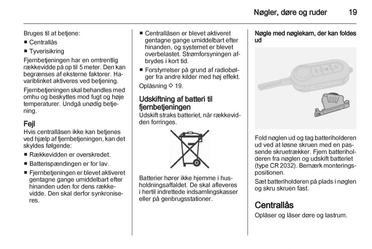 Opel Combo D Bilens instruktionsbog / page 21