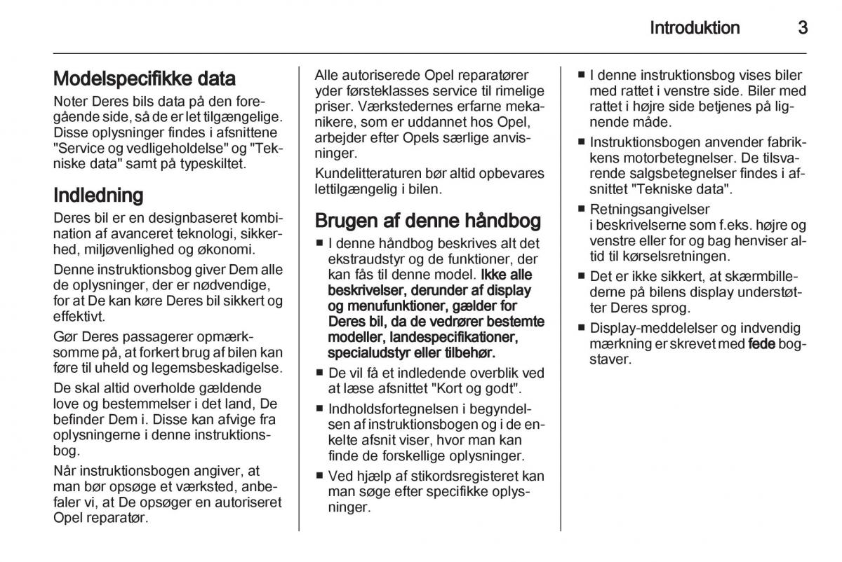 Opel Combo D Bilens instruktionsbog / page 5
