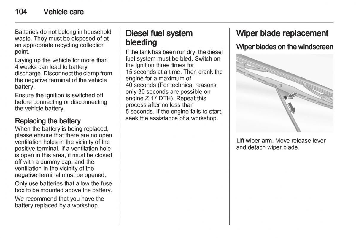 Opel Combo D owners manual / page 104