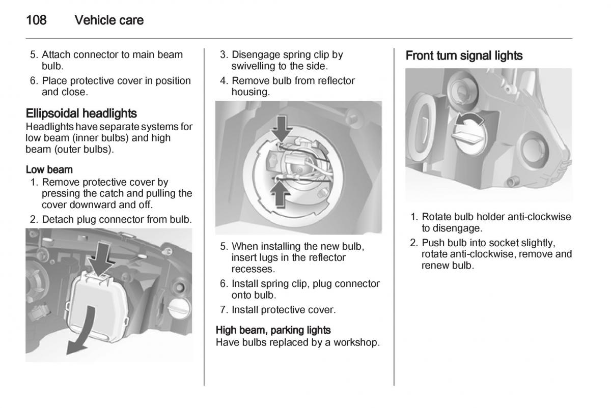 Opel Combo D owners manual / page 108