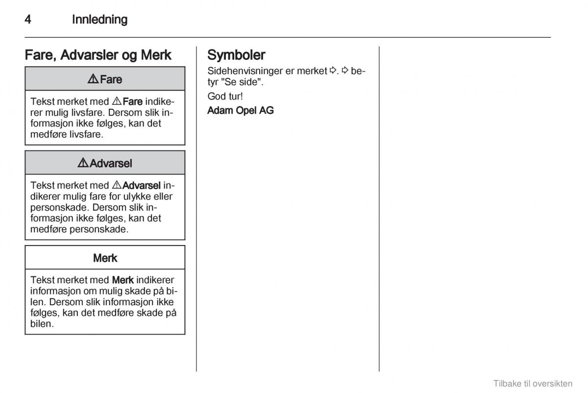 Opel Combo D bruksanvisningen / page 5