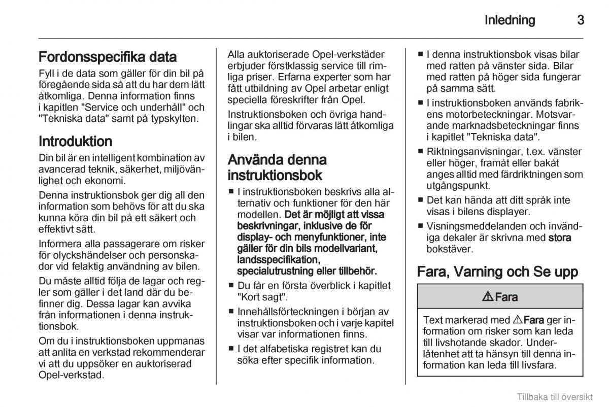 Opel Combo D instruktionsbok / page 4