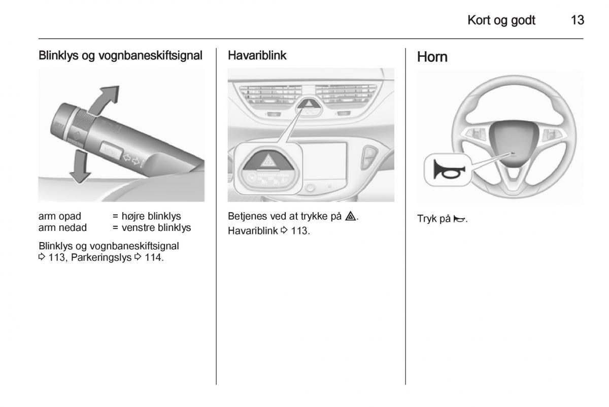 Opel Corsa D Bilens instruktionsbog / page 15