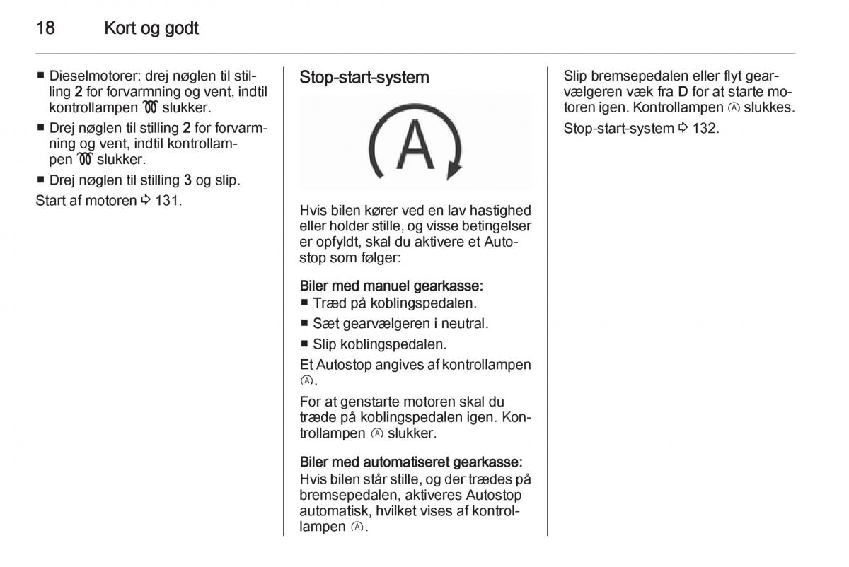 Opel Corsa D Bilens instruktionsbog / page 20