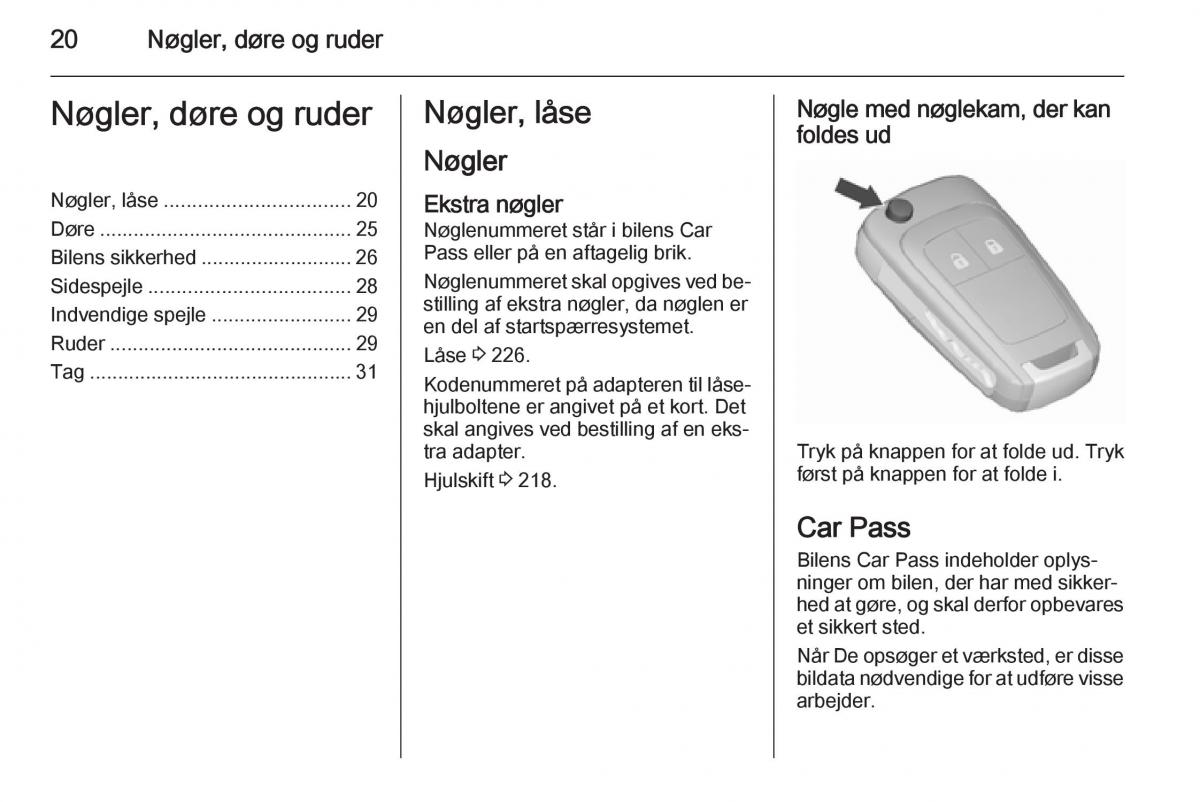 Opel Corsa D Bilens instruktionsbog / page 22