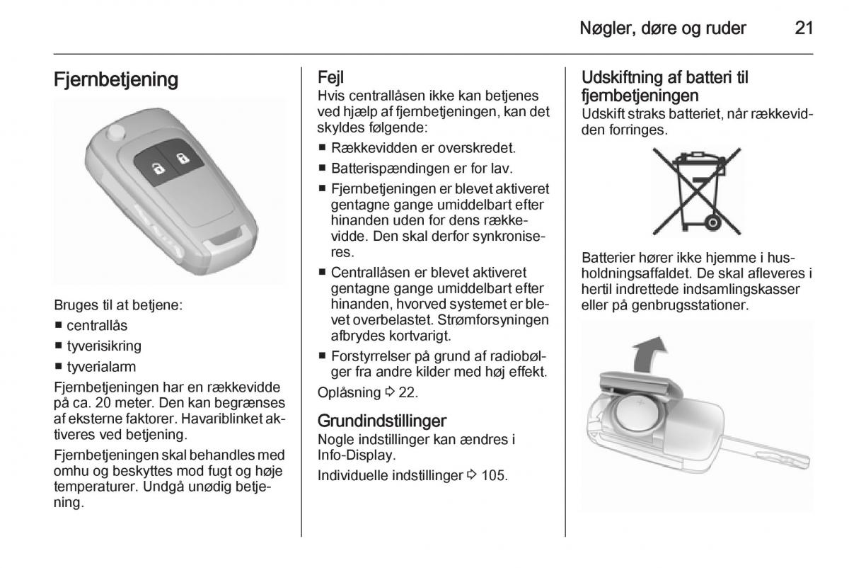 Opel Corsa D Bilens instruktionsbog / page 23