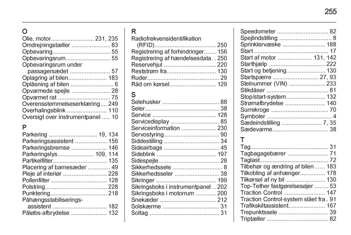 Opel Corsa D Bilens instruktionsbog / page 257