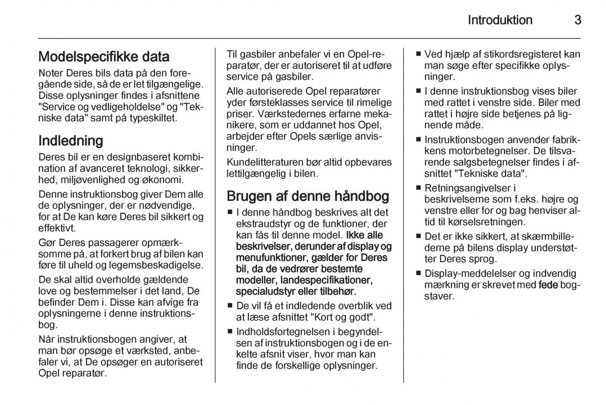 Opel Corsa D Bilens instruktionsbog / page 5