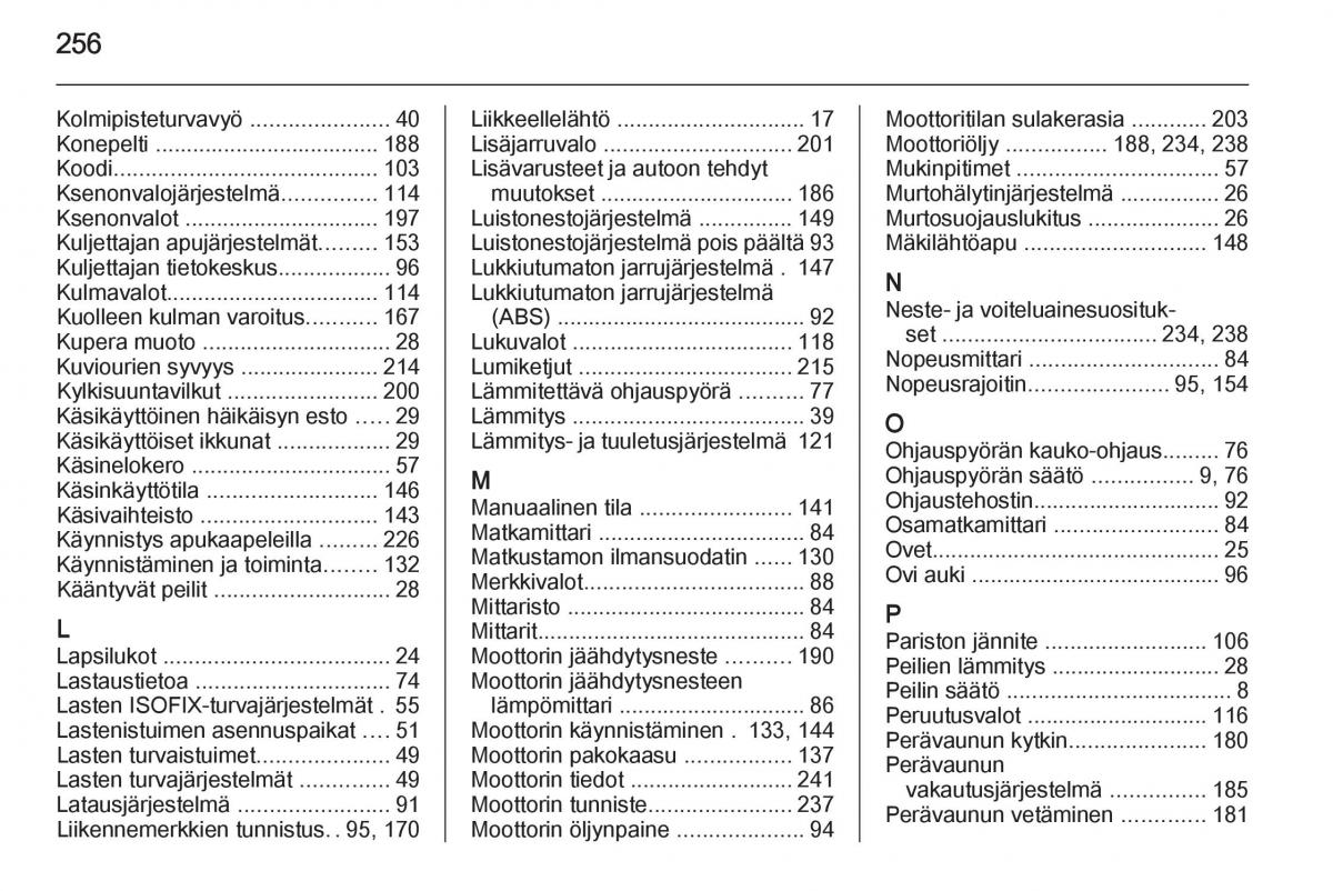 Opel Corsa D omistajan kasikirja / page 258