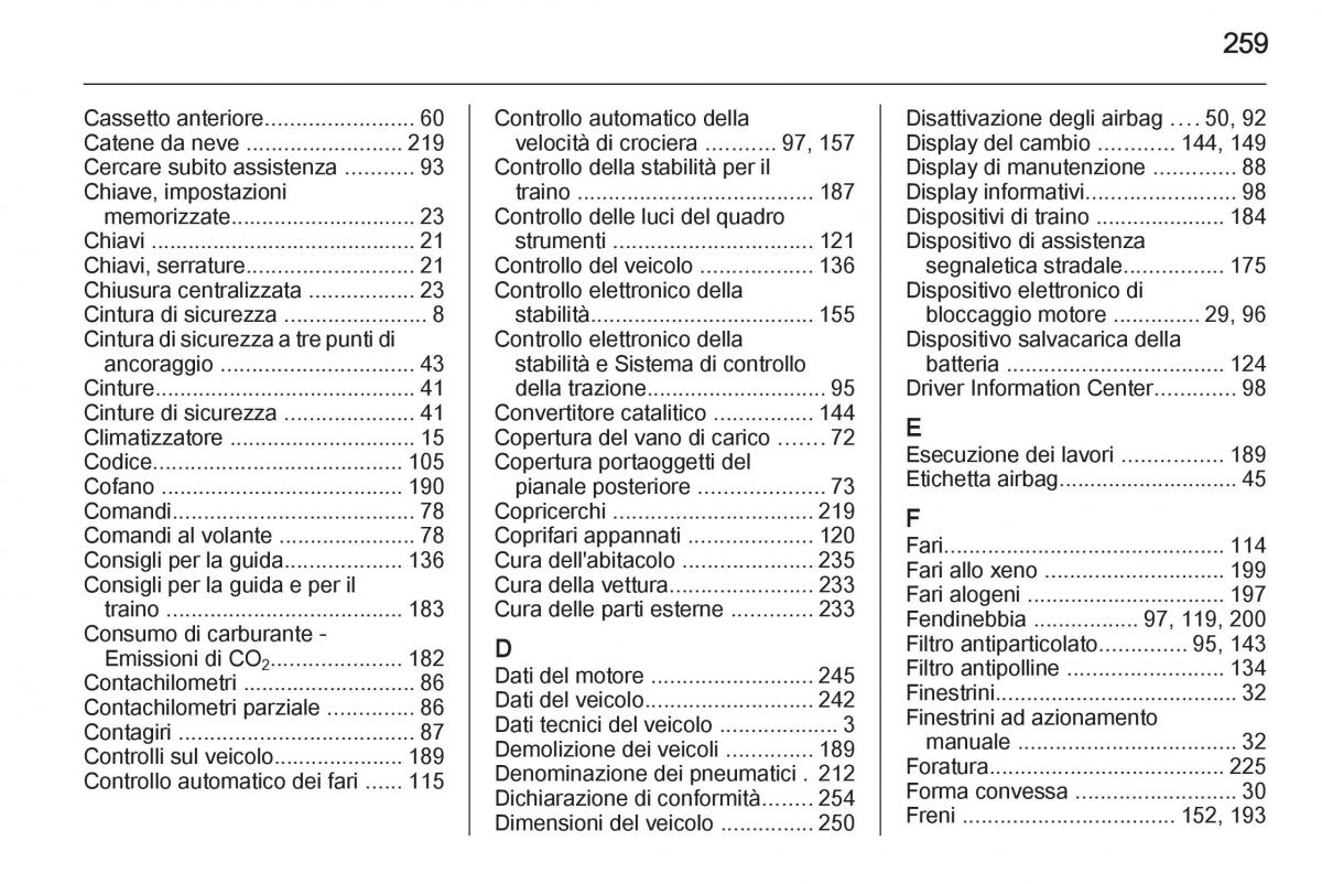 Opel Corsa D manuale del proprietario / page 261