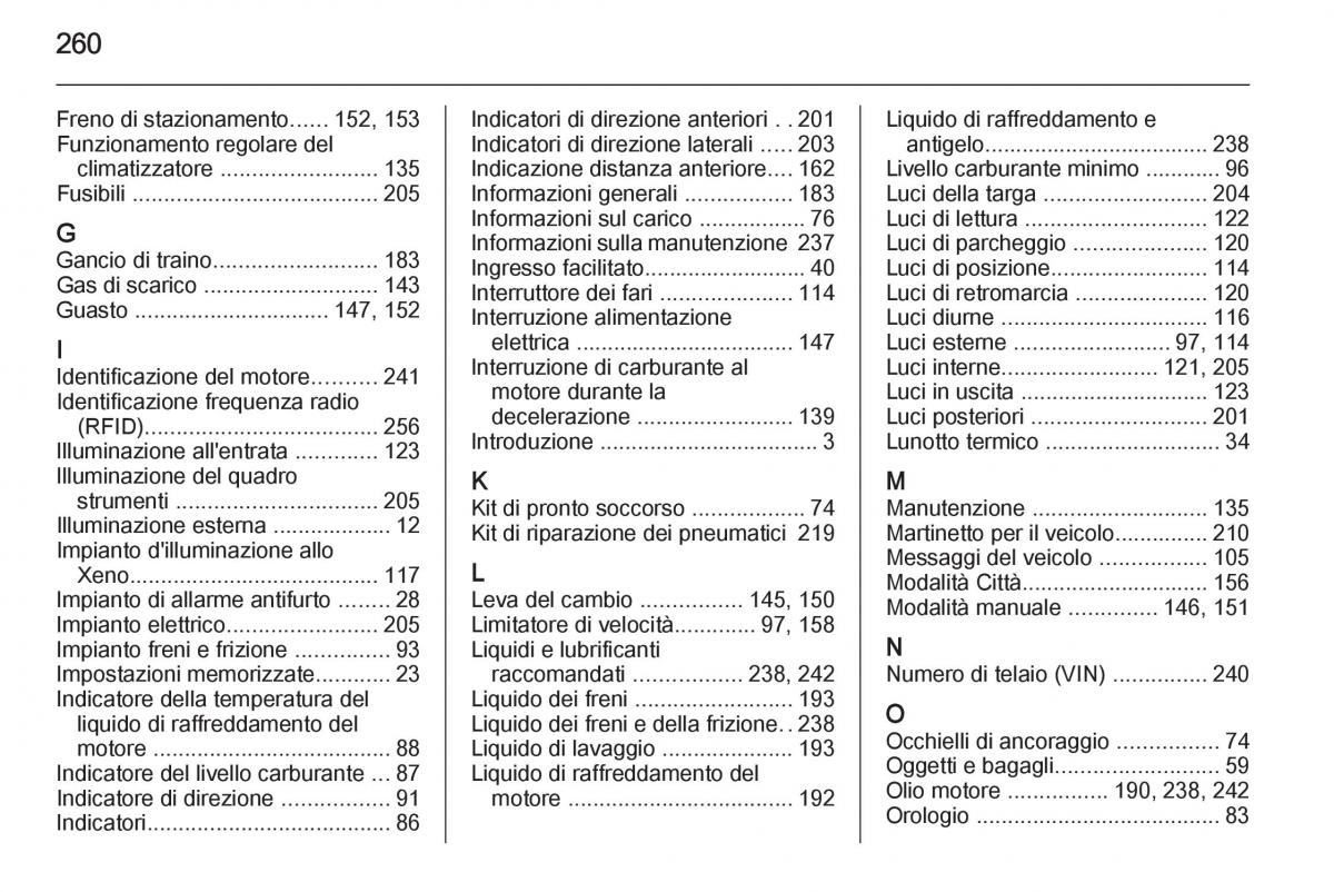 Opel Corsa D manuale del proprietario / page 262