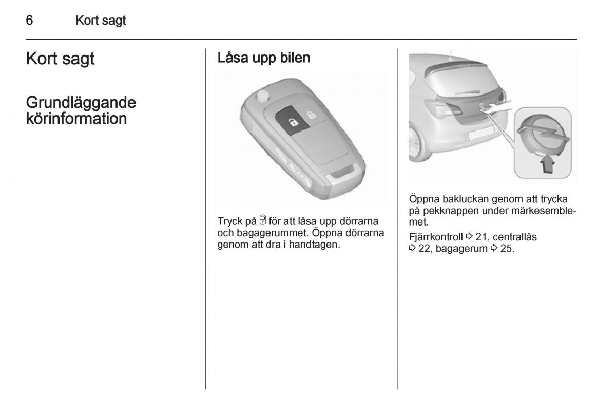 Opel Corsa D instruktionsbok / page 8