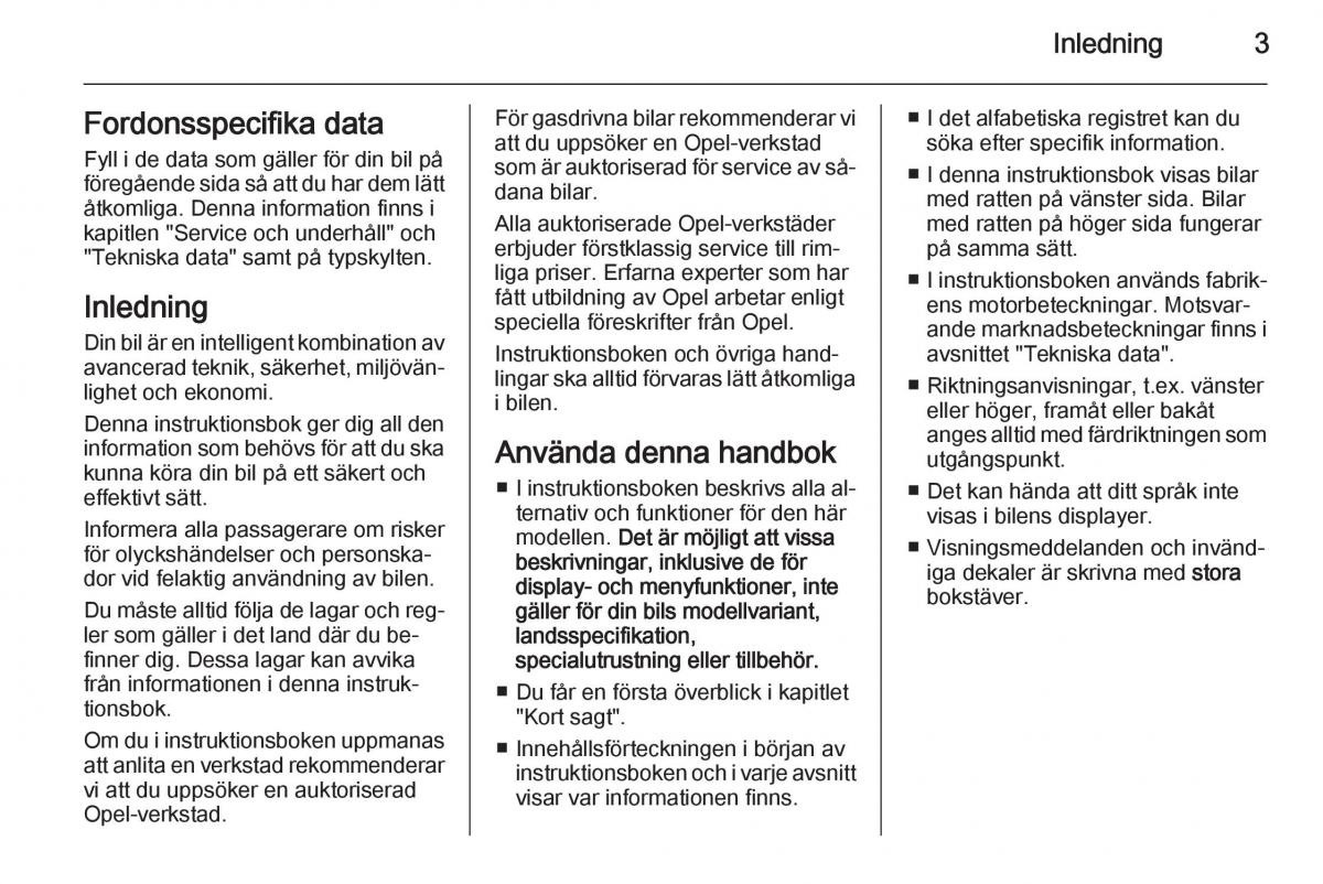 Opel Corsa D instruktionsbok / page 5
