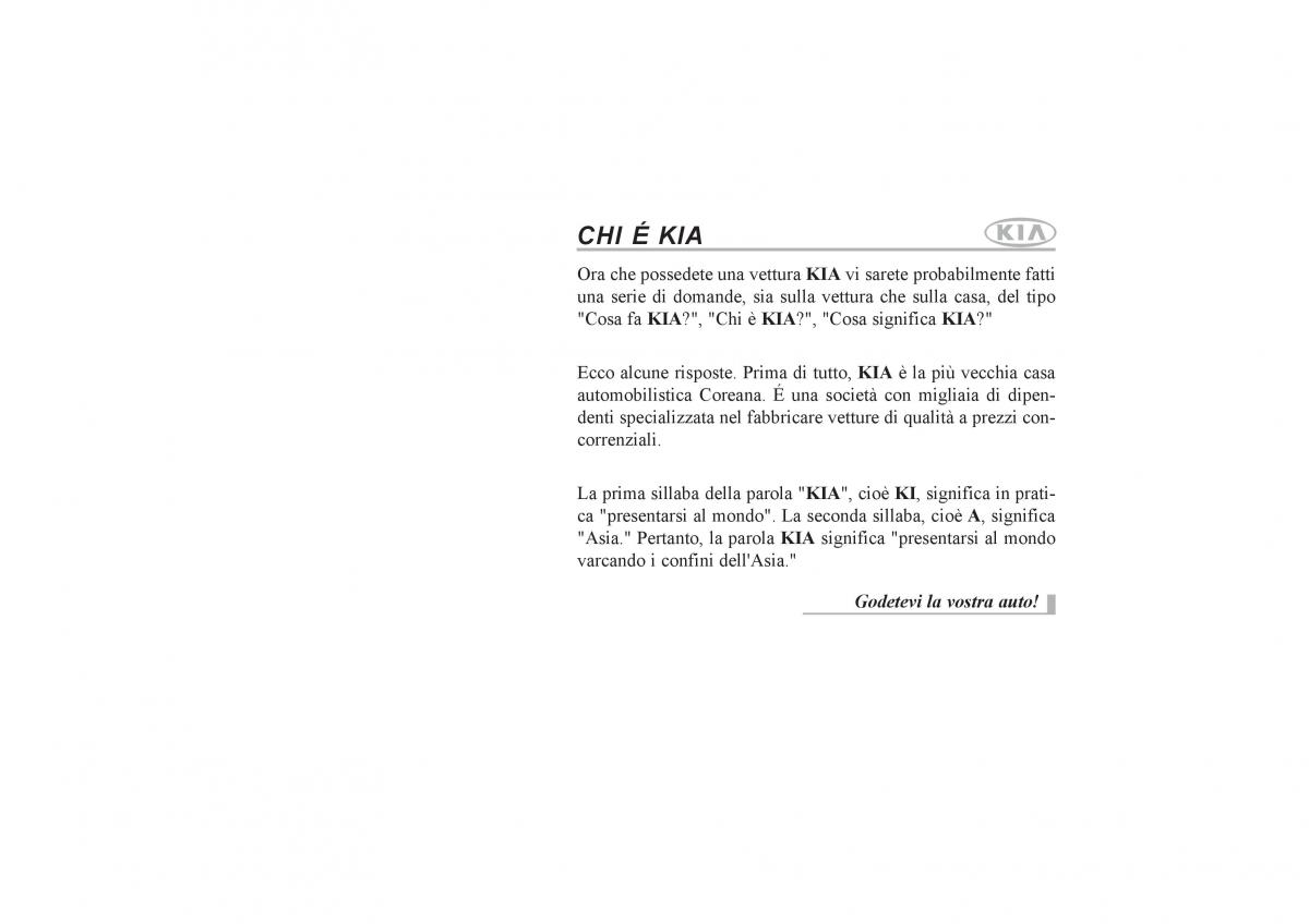 KIA Carens II 2 manuale del proprietario / page 1