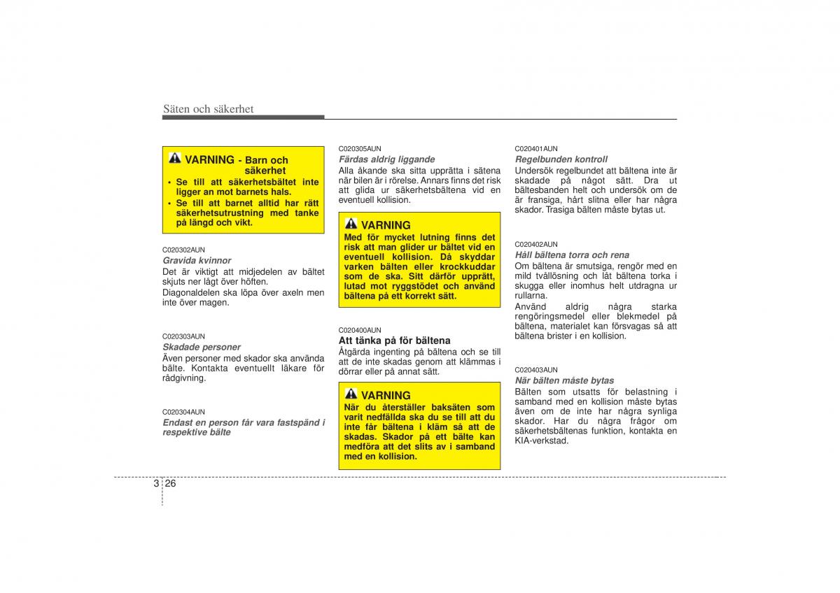 KIA Carens II 2 instruktionsbok / page 44
