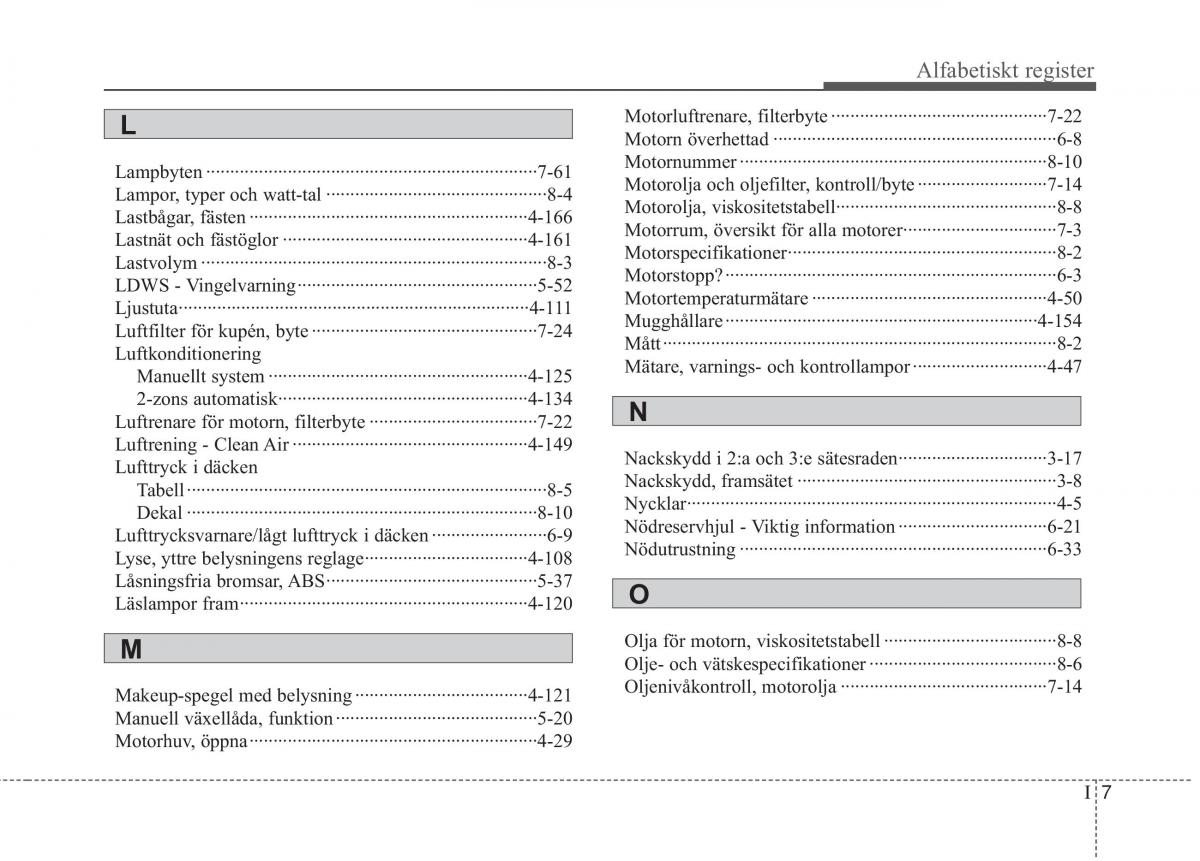 KIA Carens III 3 instruktionsbok / page 10