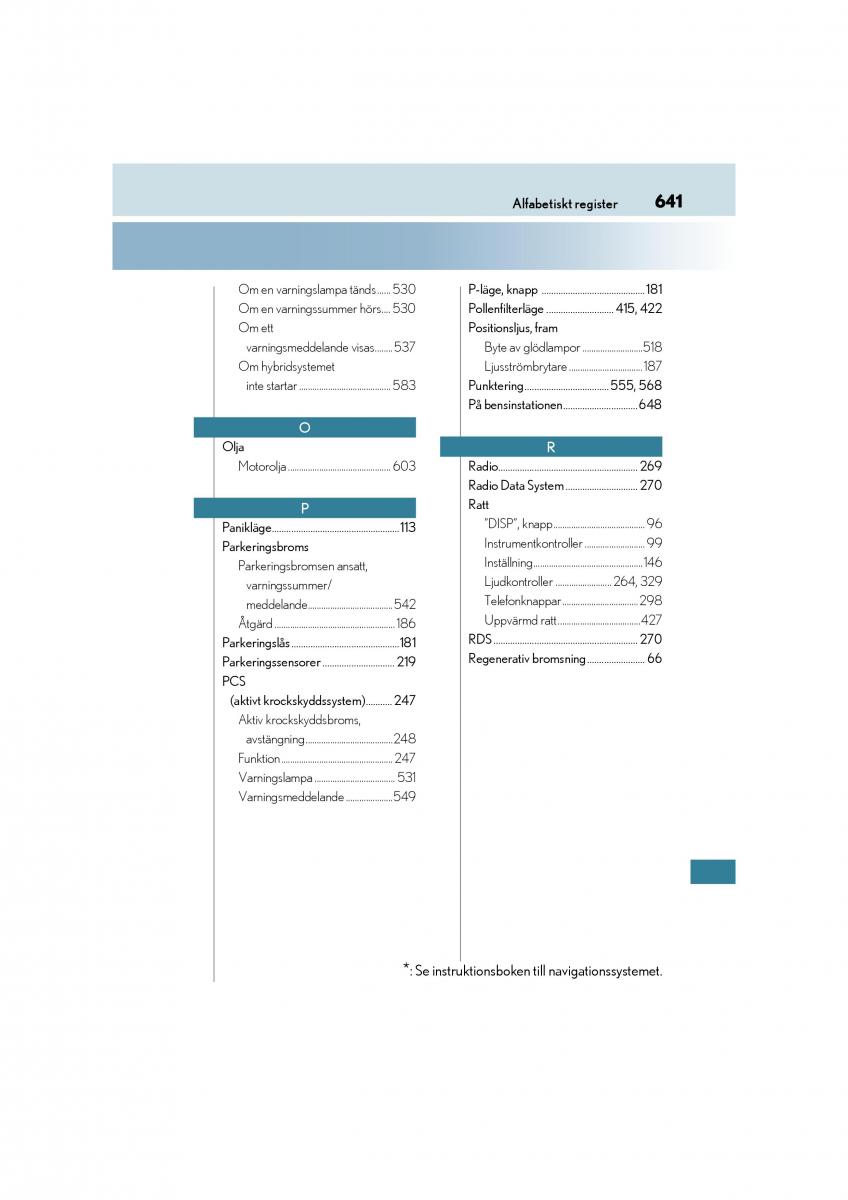 Lexus CT200h instruktionsbok / page 641