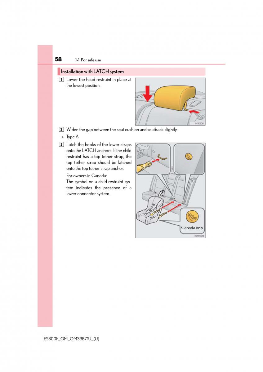 Lexus ES300h VI 6 XV60 owners manual / page 58