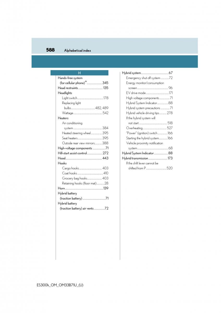 Lexus ES300h VI 6 XV60 owners manual / page 588