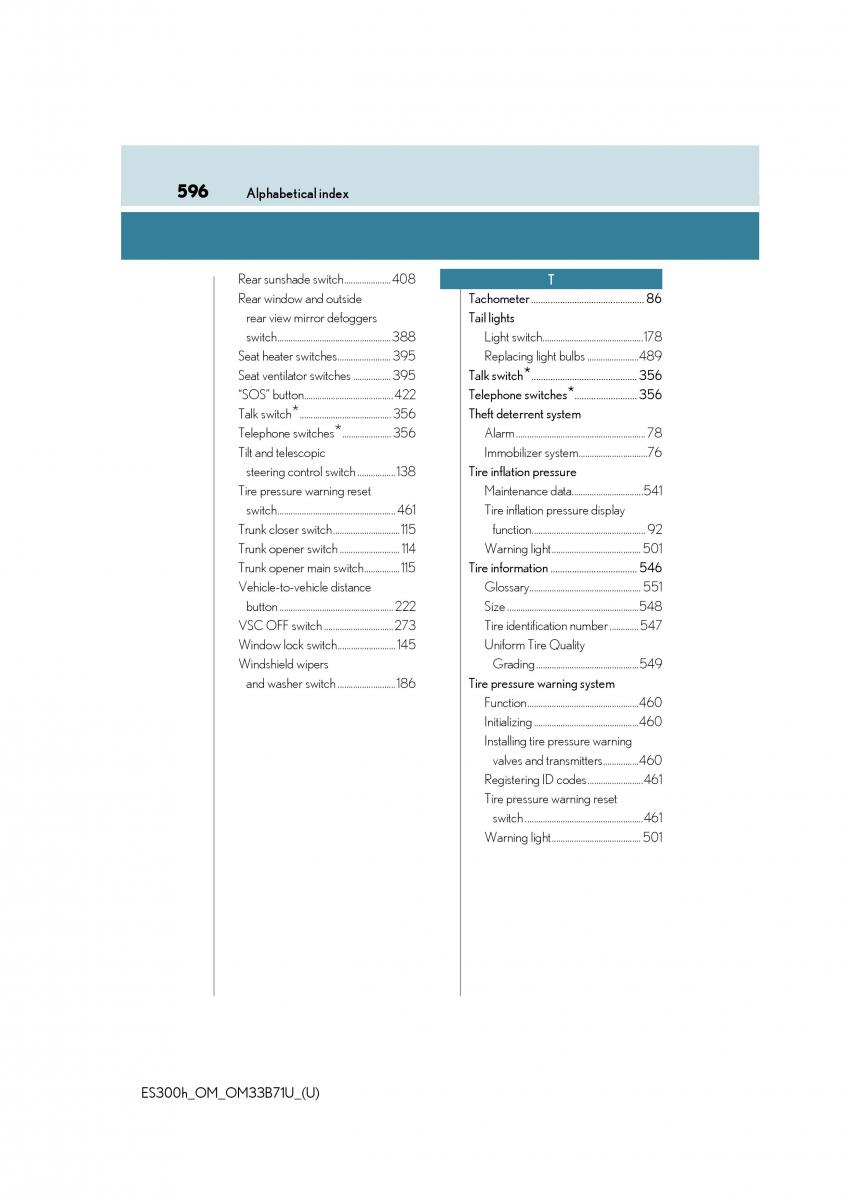 Lexus ES300h VI 6 XV60 owners manual / page 596