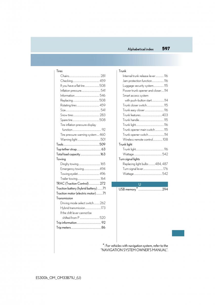 manual  Lexus ES300h VI 6 XV60 owners manual / page 597