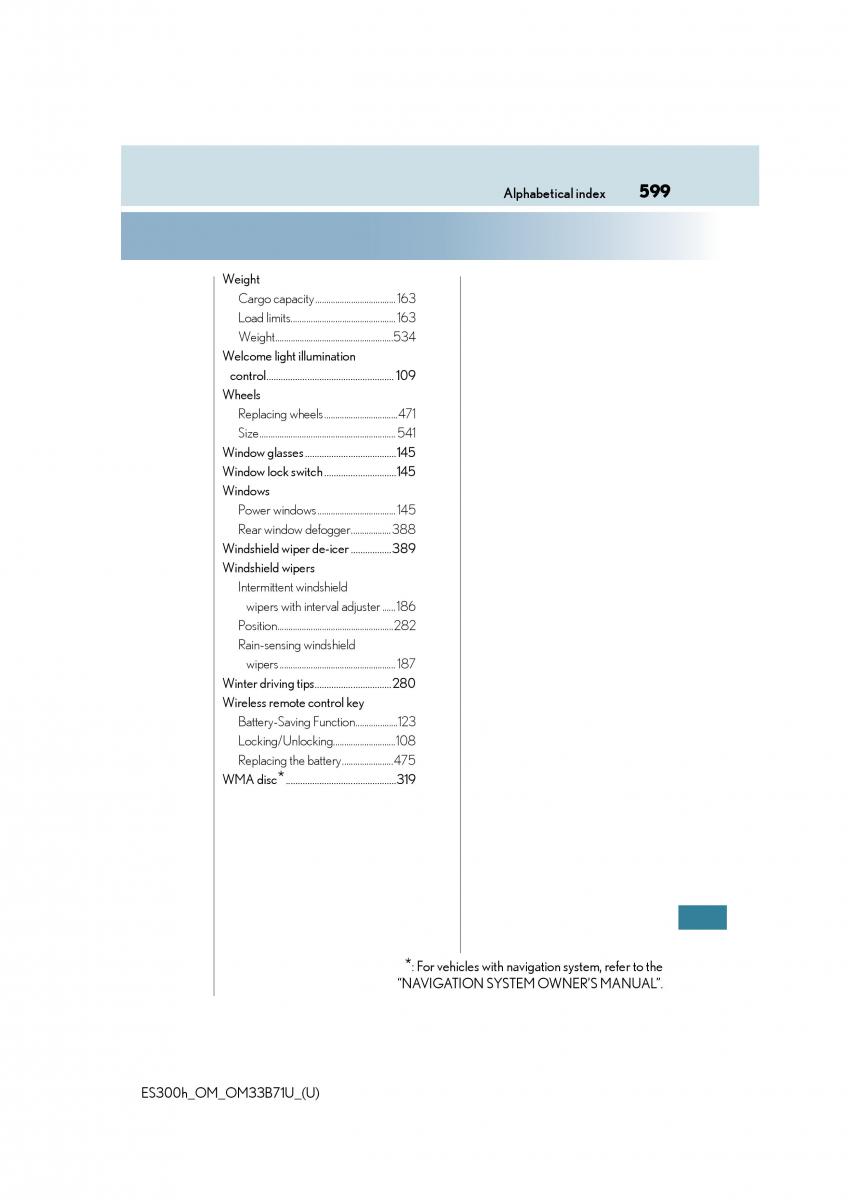 manual  Lexus ES300h VI 6 XV60 owners manual / page 599